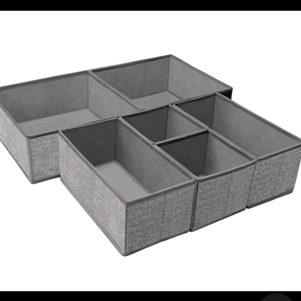 Drawer Organizer NEW Set Of Six Criusia Storage Light Gray Foldable Small Items